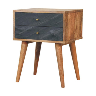 Slade Bedside Table 2-Drawer Grey Fronts
