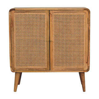 Mango Wood and Rattan Doors Storage Cabinet