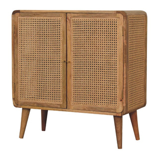 Mango Wood and Rattan Doors Storage Cabinet