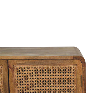 Mango Wood and Rattan Doors Storage Cabinet