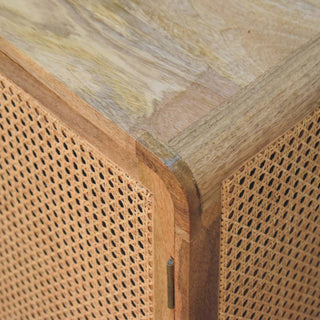Mango Wood and Rattan Doors Storage Cabinet