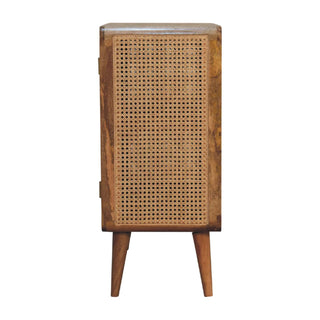Mango Wood and Rattan Doors Storage Cabinet