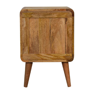 Mango Wood & Rattan Bedside Table – Oak Finish