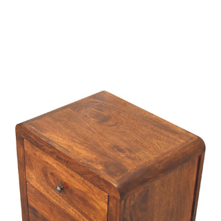 Mango Wood 3-Drawer Bedside Table, Chestnut Finish