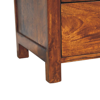 Mango Wood 3-Drawer Bedside Table, Chestnut Finish