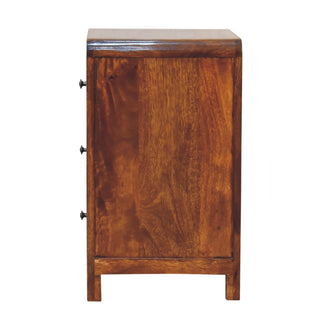 Mango Wood 3-Drawer Bedside Table, Chestnut Finish