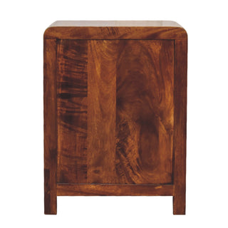 Mango Wood 3-Drawer Bedside Table, Chestnut Finish
