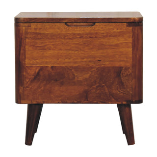 Mango Wood Lid-up Storage Stool, Chestnut Finish