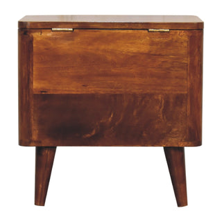 Mango Wood Lid-up Storage Stool, Chestnut Finish