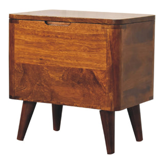 Mango Wood Lid-up Storage Stool, Chestnut Finish