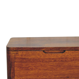 Mango Wood Lid-up Storage Stool, Chestnut Finish