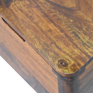 Mango Wood Lid-up Storage Stool, Chestnut Finish