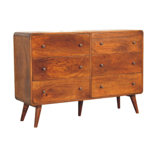 6-Drawer Chest in Mango Wood with Chestnut Finish
