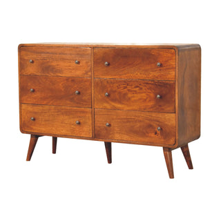 6-Drawer Chest in Mango Wood with Chestnut Finish