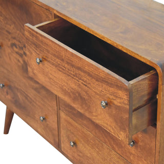 6-Drawer Chest in Mango Wood with Chestnut Finish