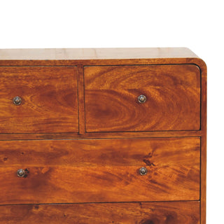 Mango Wood 2-over-3 Drawer Chest in Chestnut Finish