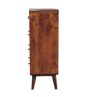 Mango Wood 2-over-3 Drawer Chest in Chestnut Finish