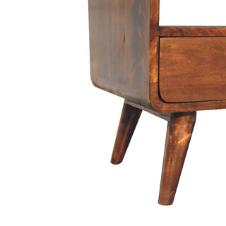 Mango Wood Bookcase – 3 Large Shelves & 2 Drawers, Chestnut Finish