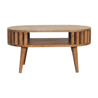 Andrea Slatted Coffee Table in Mango Wood with Oak Finish