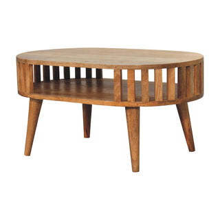 Andrea Slatted Coffee Table in Mango Wood with Oak Finish