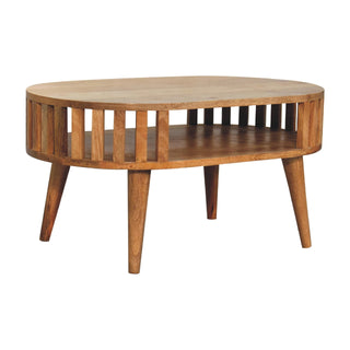 Andrea Slatted Coffee Table in Mango Wood with Oak Finish