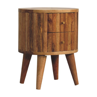 Stripe Bedside Table, Mango Wood in Oak Finish