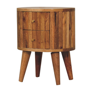 Stripe Bedside Table, Mango Wood in Oak Finish