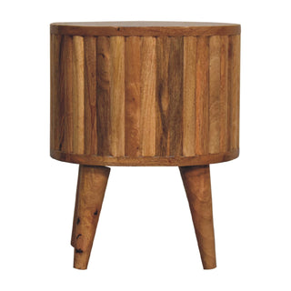 Stripe Bedside Table, Mango Wood in Oak Finish