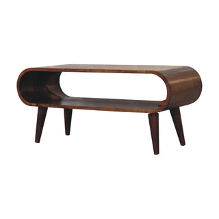 Nordic Chestnut Coffee Table with Open Shelf