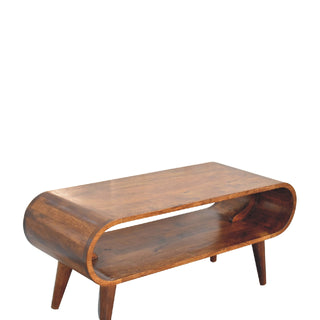Nordic Chestnut Coffee Table with Open Shelf