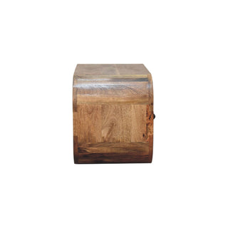 Curved 2-Drawer TV Stand with Shelf – Mango Wood, Oak Finish
