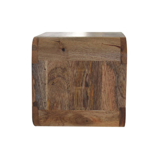 Curved Floating Bedside Table in Mango Wood with Open Shelves