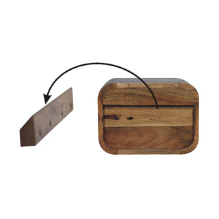 Curved Floating Bedside Table in Mango Wood with Open Shelves