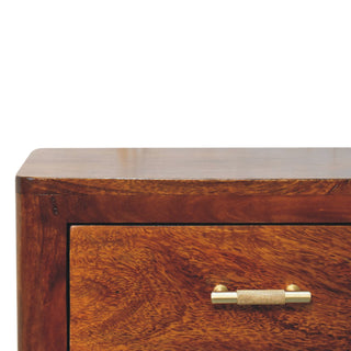 Luca 3-Drawer Bedside Table in Mango Wood with Chestnut Finish