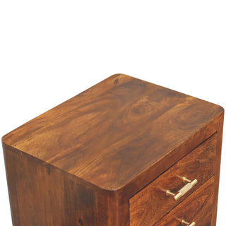 Luca 3-Drawer Bedside Table in Mango Wood with Chestnut Finish
