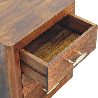 Luca 3-Drawer Bedside Table in Mango Wood with Chestnut Finish