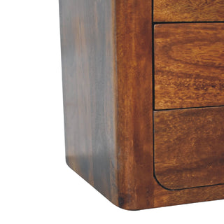 Luca 3-Drawer Bedside Table in Mango Wood with Chestnut Finish