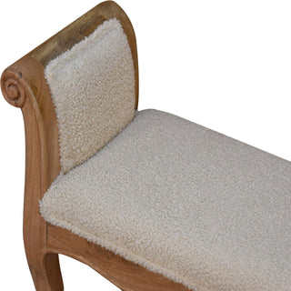 Bouclé French-Inspired Bench with Mango Wood Frame