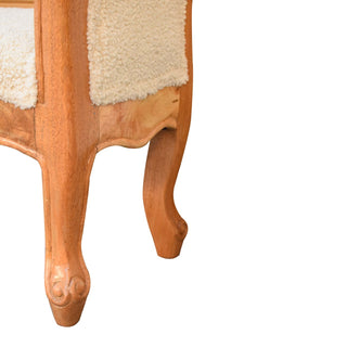 Bouclé French-Inspired Bench with Mango Wood Frame