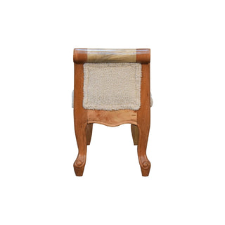 Bouclé French-Inspired Bench with Mango Wood Frame