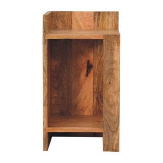 Open-Frame Mango Wood Bedside Table, Oak Finish