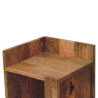 Open-Frame Mango Wood Bedside Table, Oak Finish