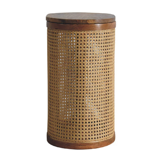Mango Wood and Rattan Lid Up Storage Stool