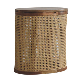 Mango Wood and Rattan Lid Up Storage Stool
