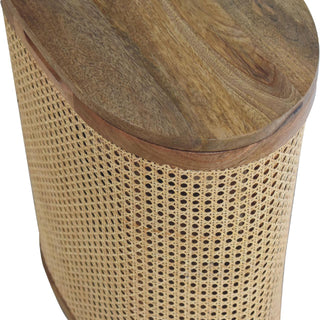 Mango Wood and Rattan Lid Up Storage Stool