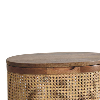 Mango Wood and Rattan Lid Up Storage Stool