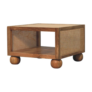 Larissa Mango Wood and Rattan Square Coffee Table