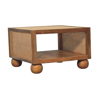 Larissa Mango Wood and Rattan Square Coffee Table