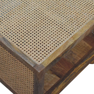 Larissa Mango Wood and Rattan Square Coffee Table