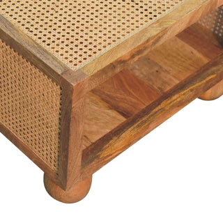 Larissa Mango Wood and Rattan Square Coffee Table